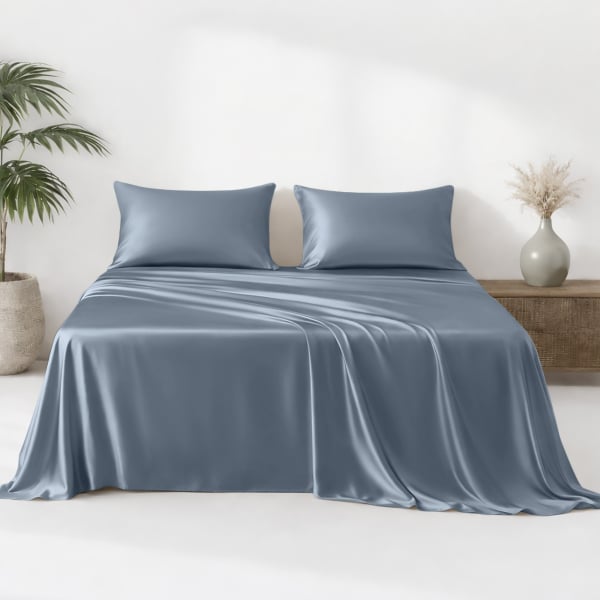 Misty Blue Silk Flat Sheet