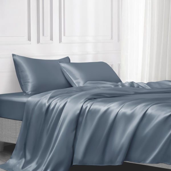 Misty Blue Silk Flat Sheet - Thumbnail 3