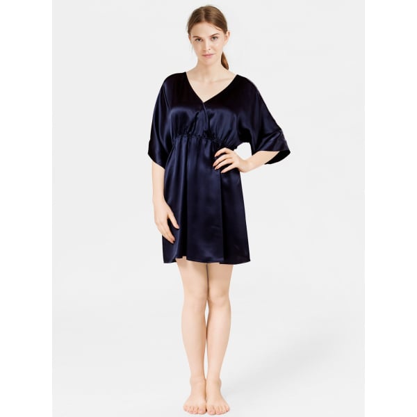 mulberry silk night dress Petite Plume Silk Cosette Lace-Trim Nightgown - Black