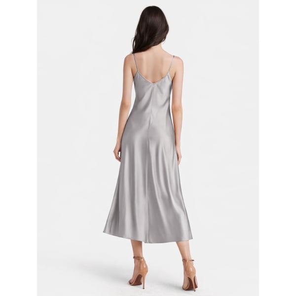 Silk Long Dress, Dark Green