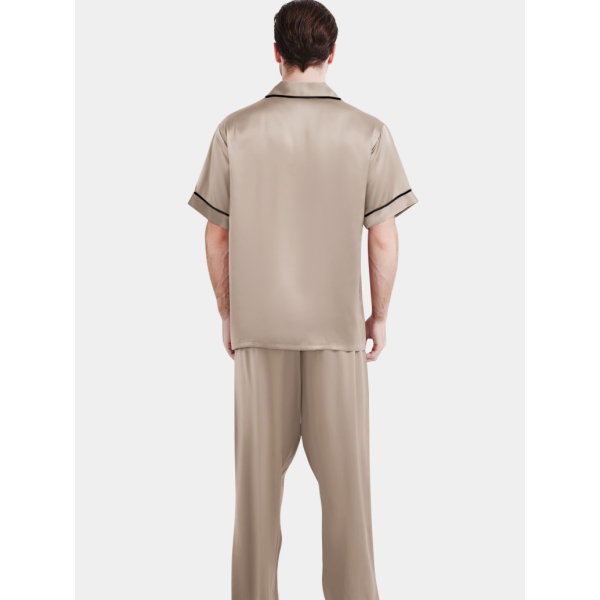 Pyjama Homme En Soie Naturelle - Ensemble Confortable Luxueux - Coupe Oversized - Printemps/Été - 9