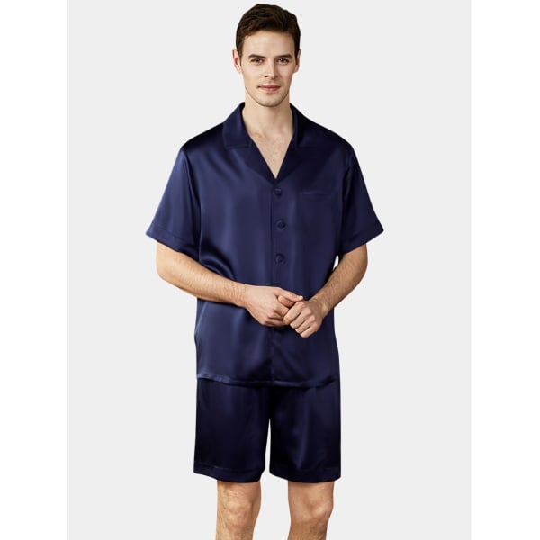 Navy Silk Pajamas SW06