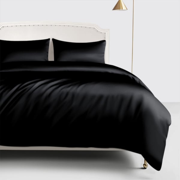 Black Silk Duvet Cover, Black Queen Size Satin Bed Sheets