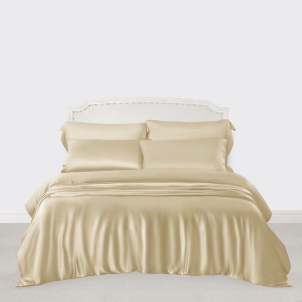 25 Momme Champagne Silk Bed Linen, Silk Bedding King Size