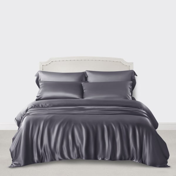 Charcoal Grey Silk Bed Linen From Pure, Charcoal Grey Linen Duvet Cover