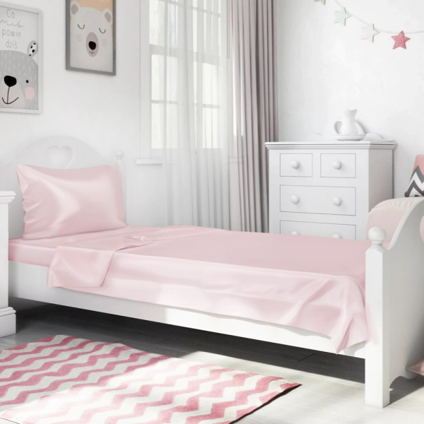 Light Pink 100% Silk Kids Bedding Set, Kids Sheet Sets