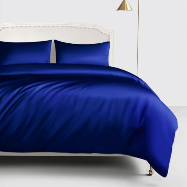 Royal Blue Silk Duvet Cover, Quilt Bedding Sets Queen Blue