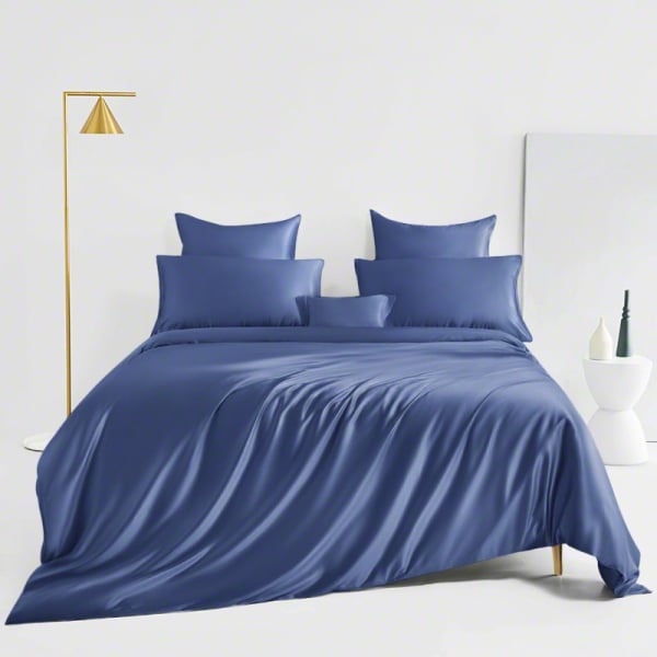 Dark Blue Silk Bed Sheets, Dark Blue Navy Duvet Set