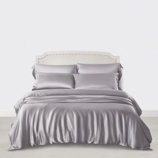 Silver Silk Sheets Gray Bed Linen, Silk Duvet Cover Single