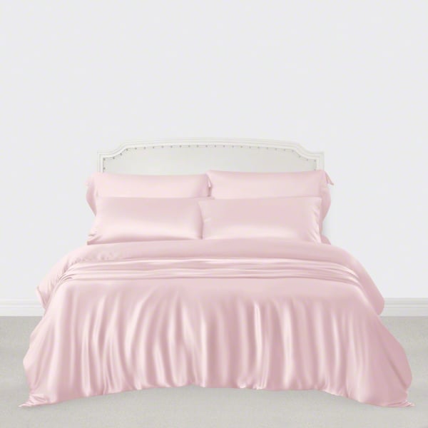 Silk Duvet Cover Set, Plain Light Pink Duvet Cover