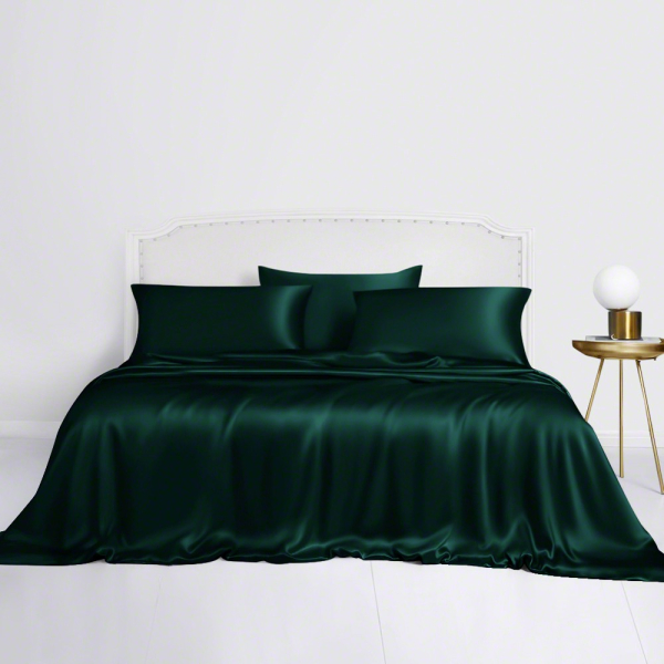 Dark Green Luxury Silk Duvet Cover Sets, Best Duvet Cover For Silk