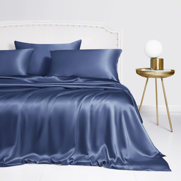 Dark Blue Silk Duvet Cover, Duvet Sets For Queen Size Bed
