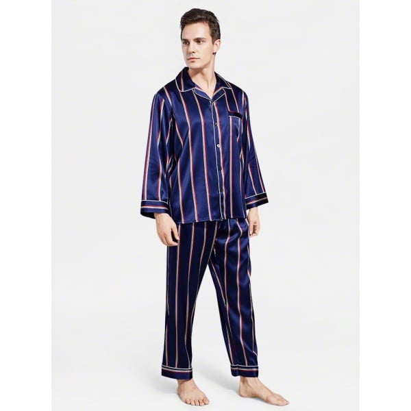 Striped Silk Pajama Sets for Men, Men’s Silk Pjs