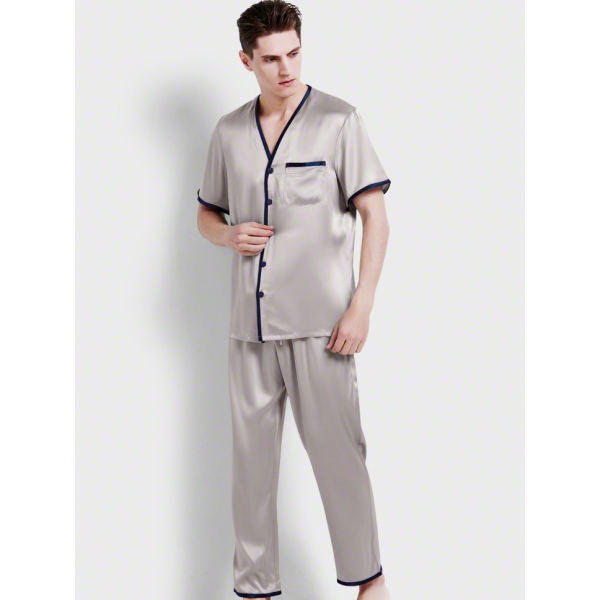 Silk Blend Pyjama Shirt - Luxury Grey