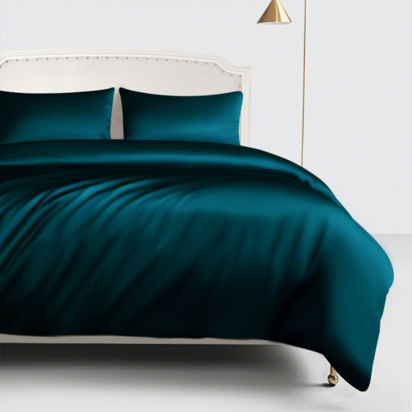 Luxurious Silk Duvet Covers 22 Momme, Teal Bed Sheets Queen