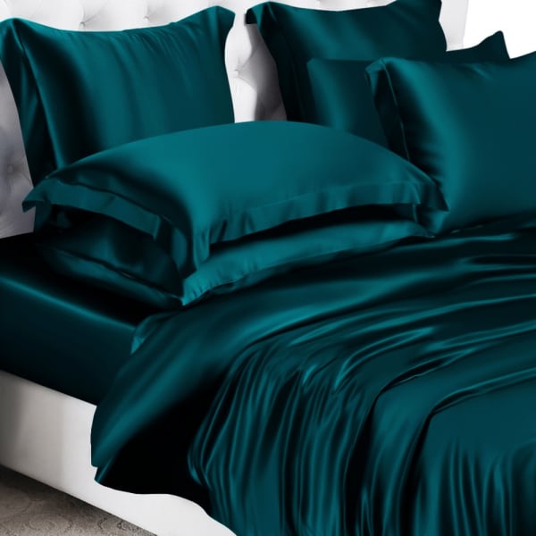 Luxurious Silk Duvet Covers 22 Momme, Teal Bedding King Size
