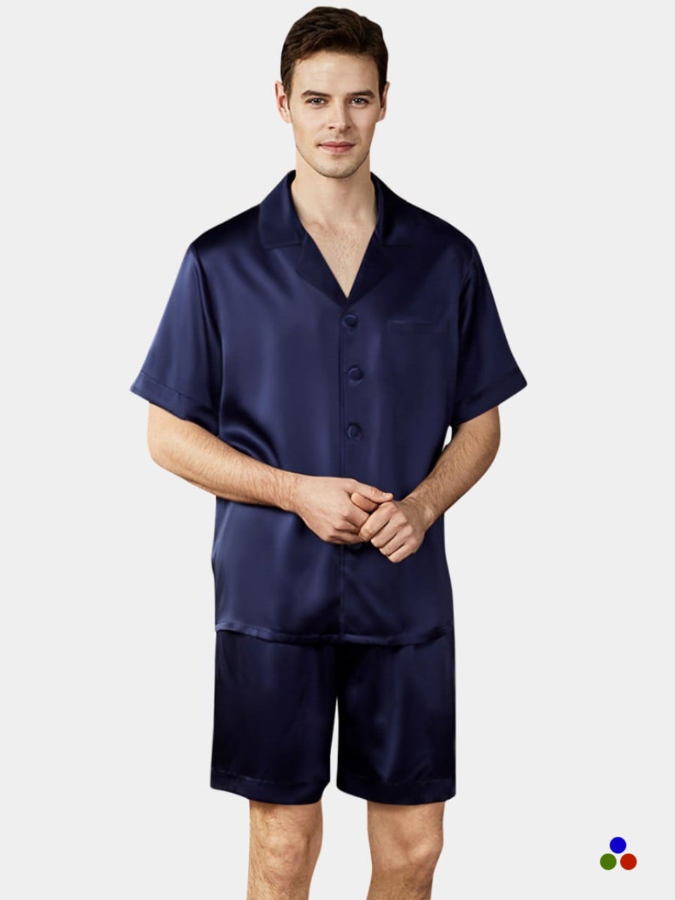 short silk pajama set_black