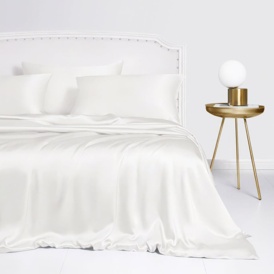 white silk duvet cover