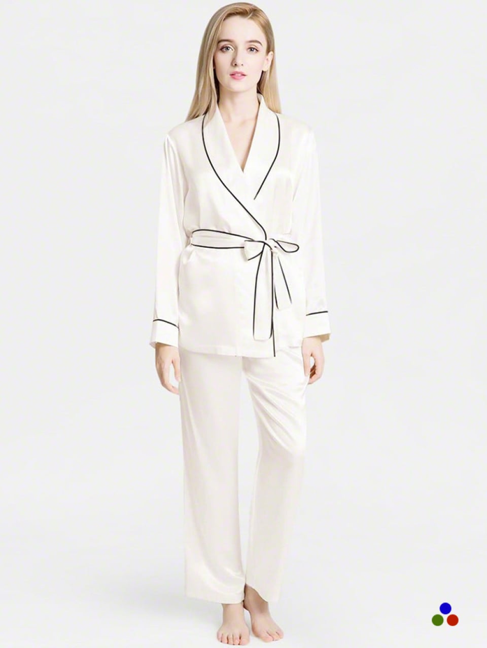 silk pajama set_ivory/black