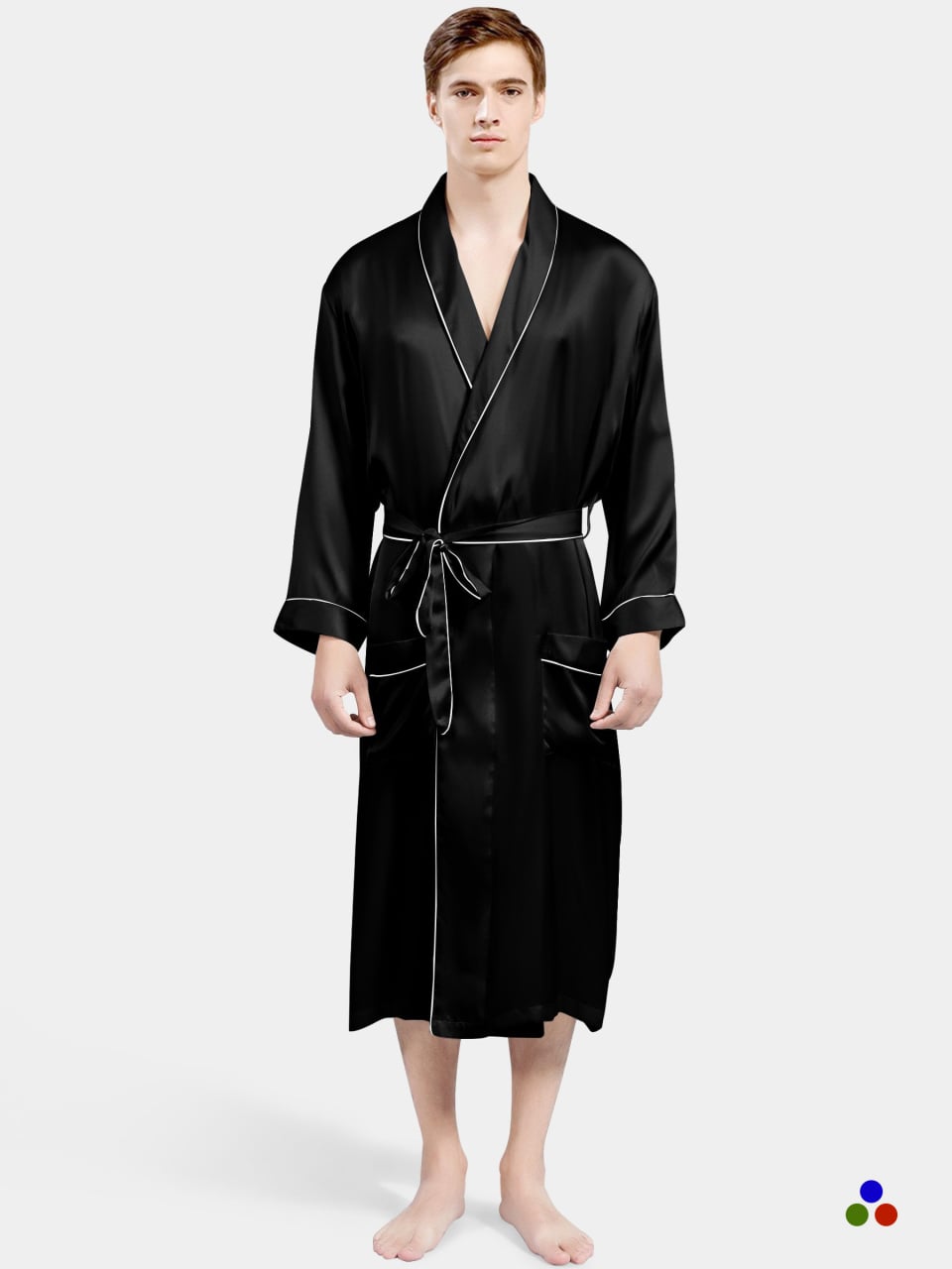 mens silk robes_black/white