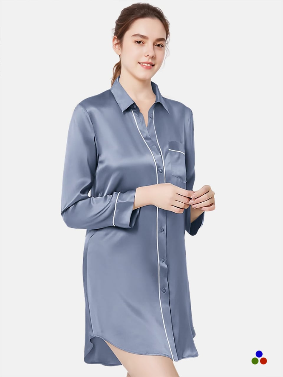 silk sleepshirt_dark pastel blue/ivory