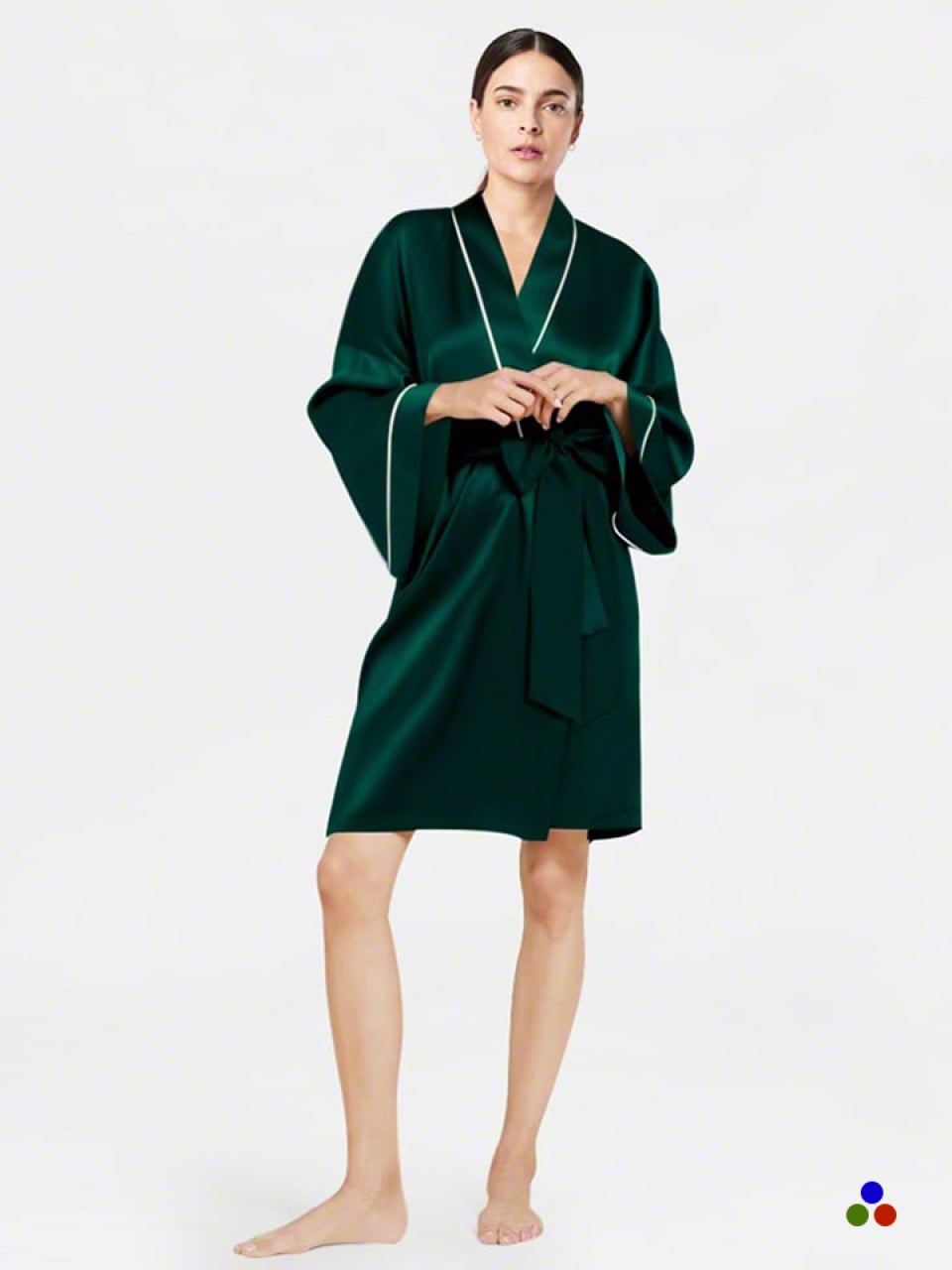 silk short robe_navy/white