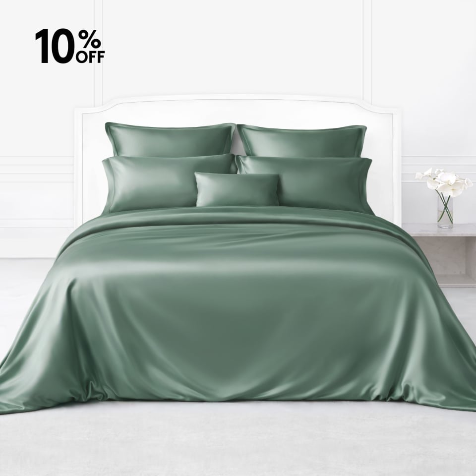 silk bed linen set_celadon green