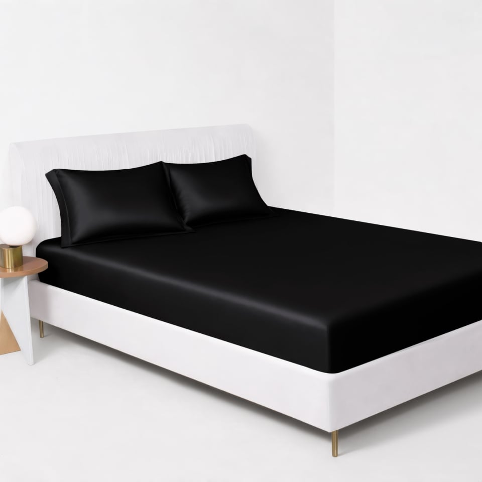 black silk fitted sheet