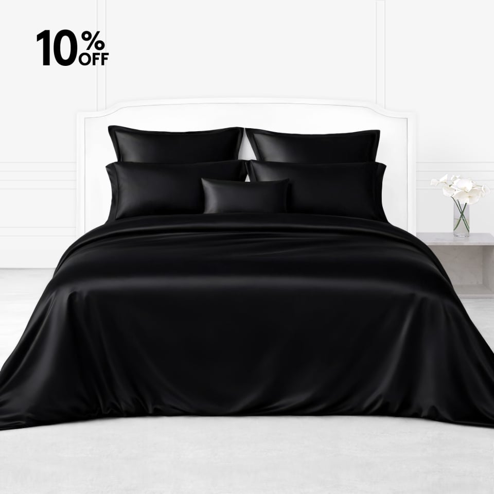 black silk sheet set