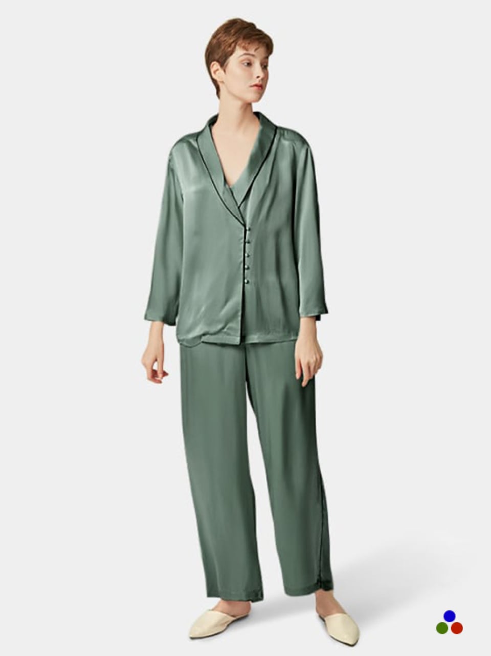 silk pajama sets_cambridge blue/black