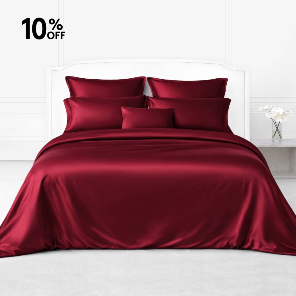 claret silk bedding set