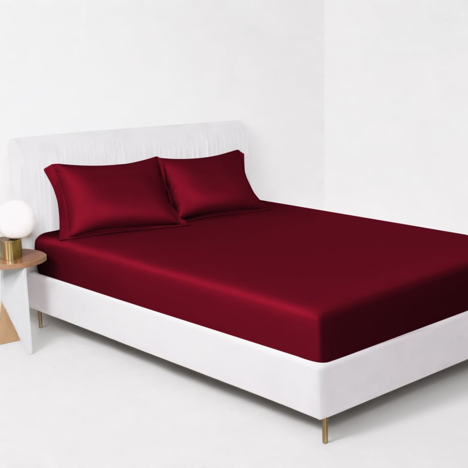 claret silk fitted sheet