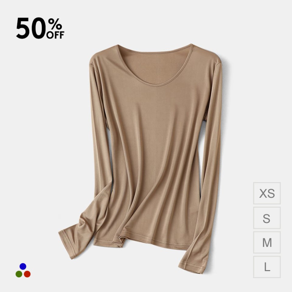luxury silk jersey thermal top_khaki