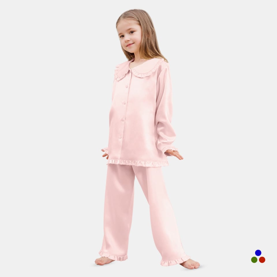 kids silk pajama set_light pink