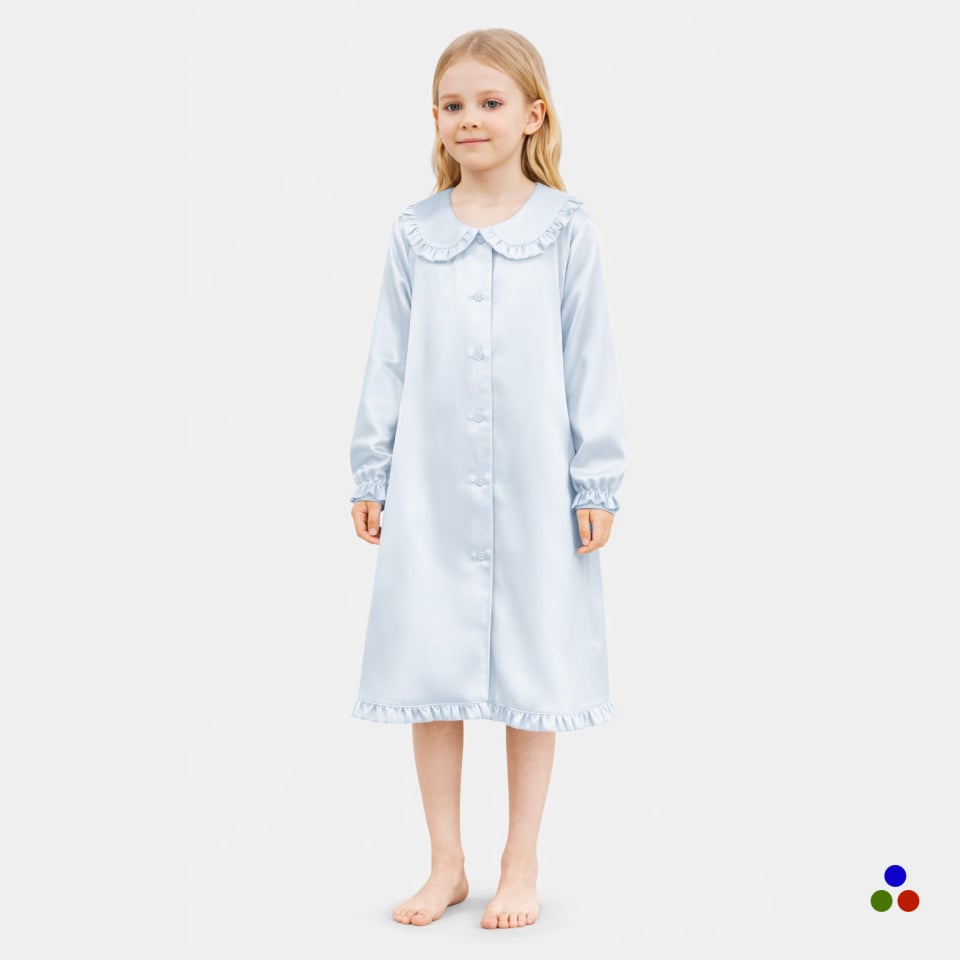 children silk nightdress_blue