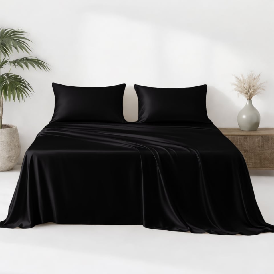 black silk flat sheet