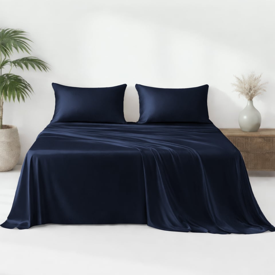 navy silk flat sheet