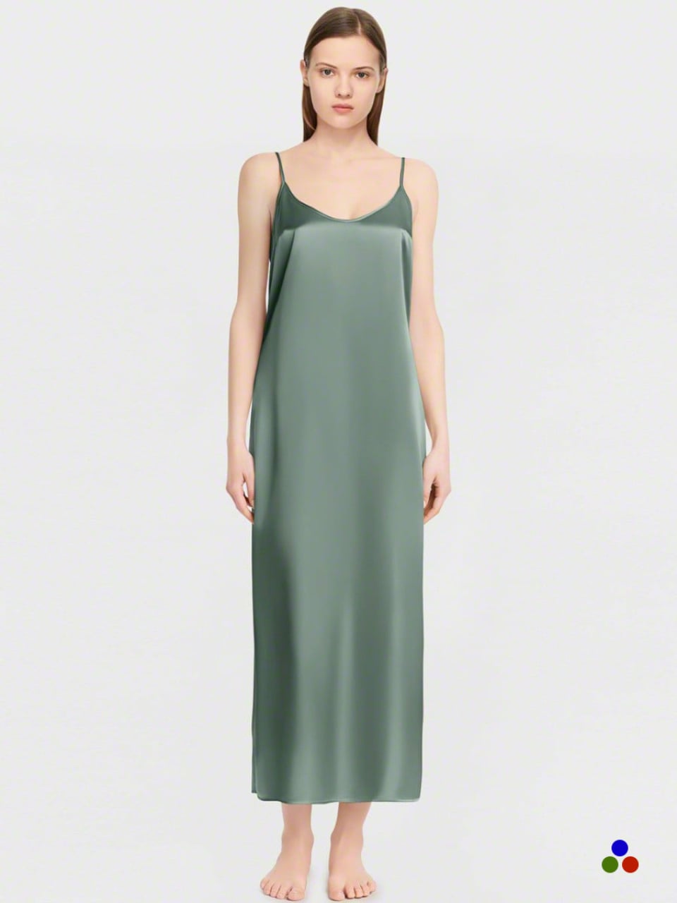 silk long nightgown_cambridge blue
