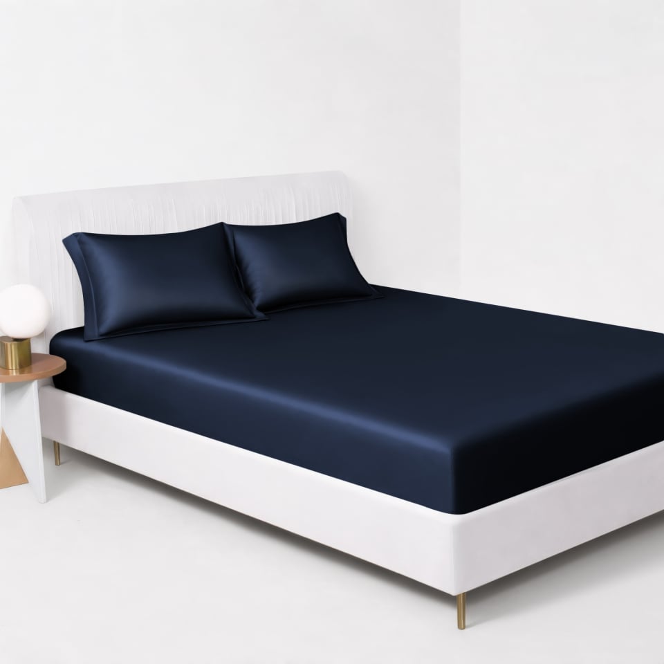 navy silk fitted sheet