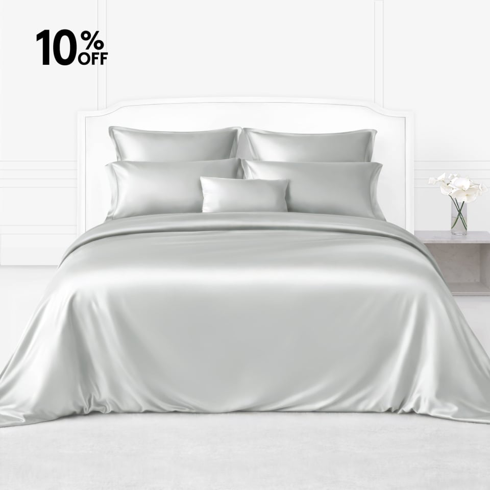 silk bed linen_ice gray