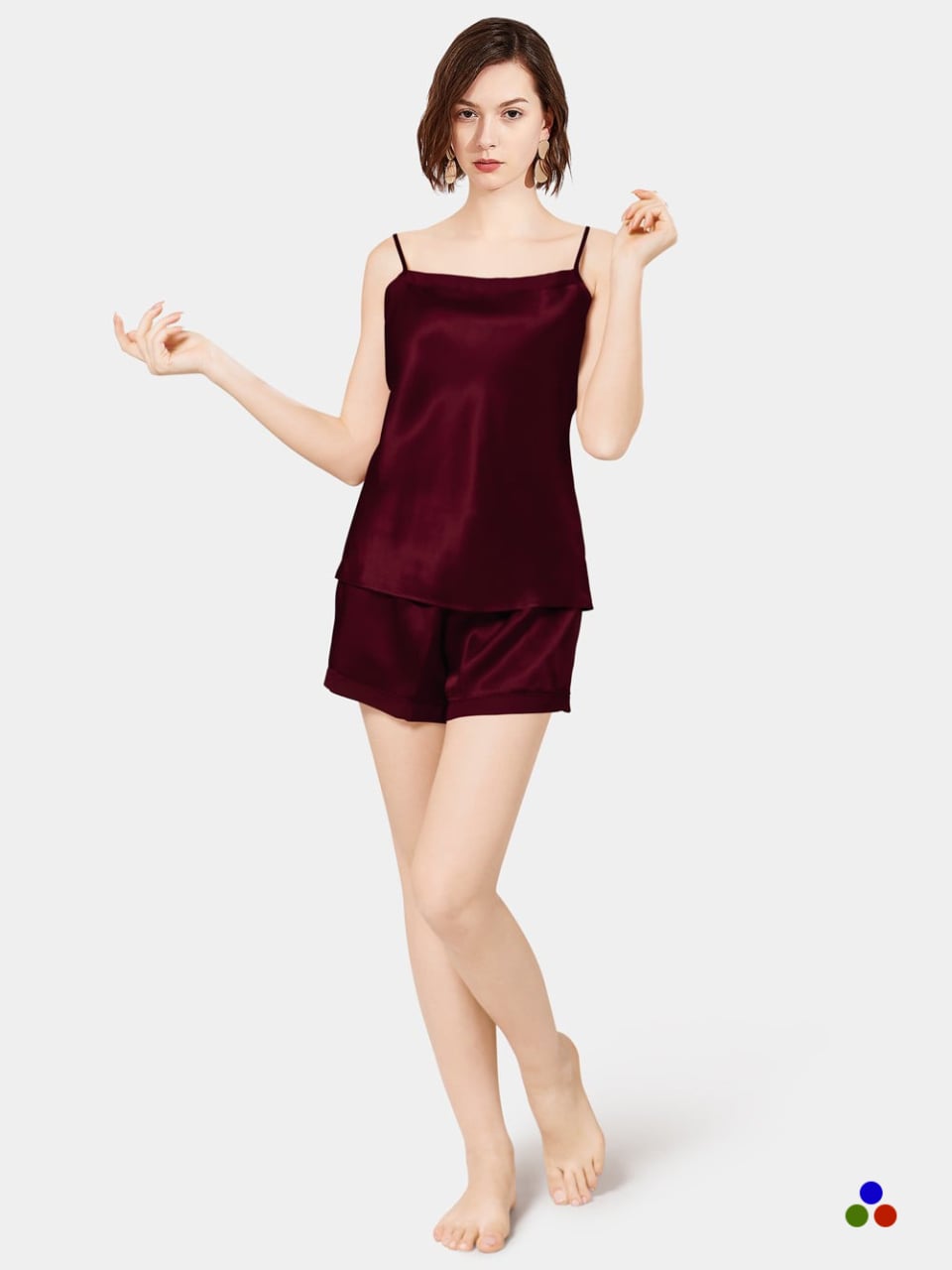 luxury silk cami set_deep red