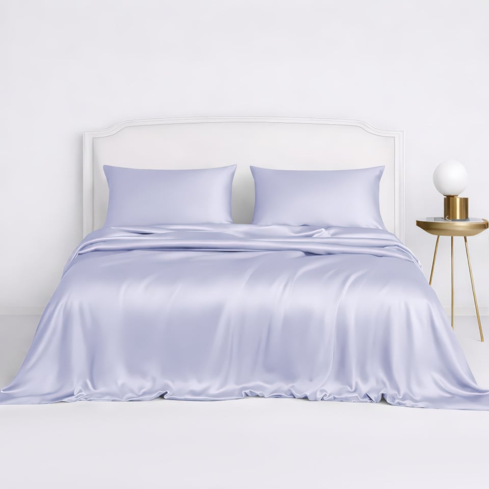 silk duvet cover sets_lavender blue
