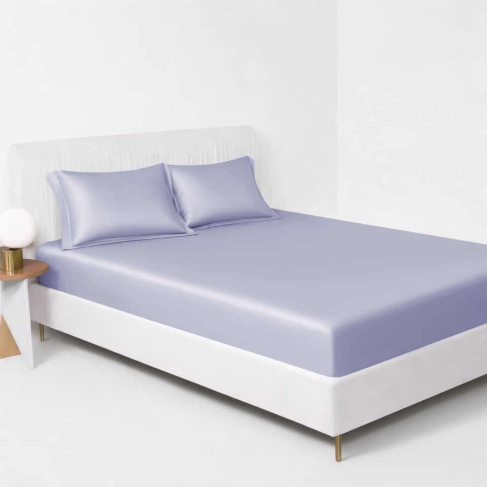 silk fitted sheet_lavender blue