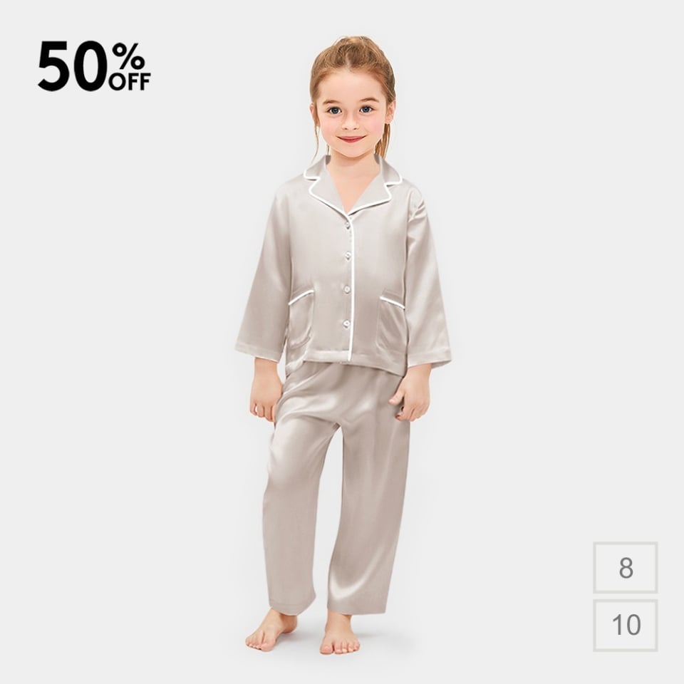 silk kids pajamas_beige/ivory