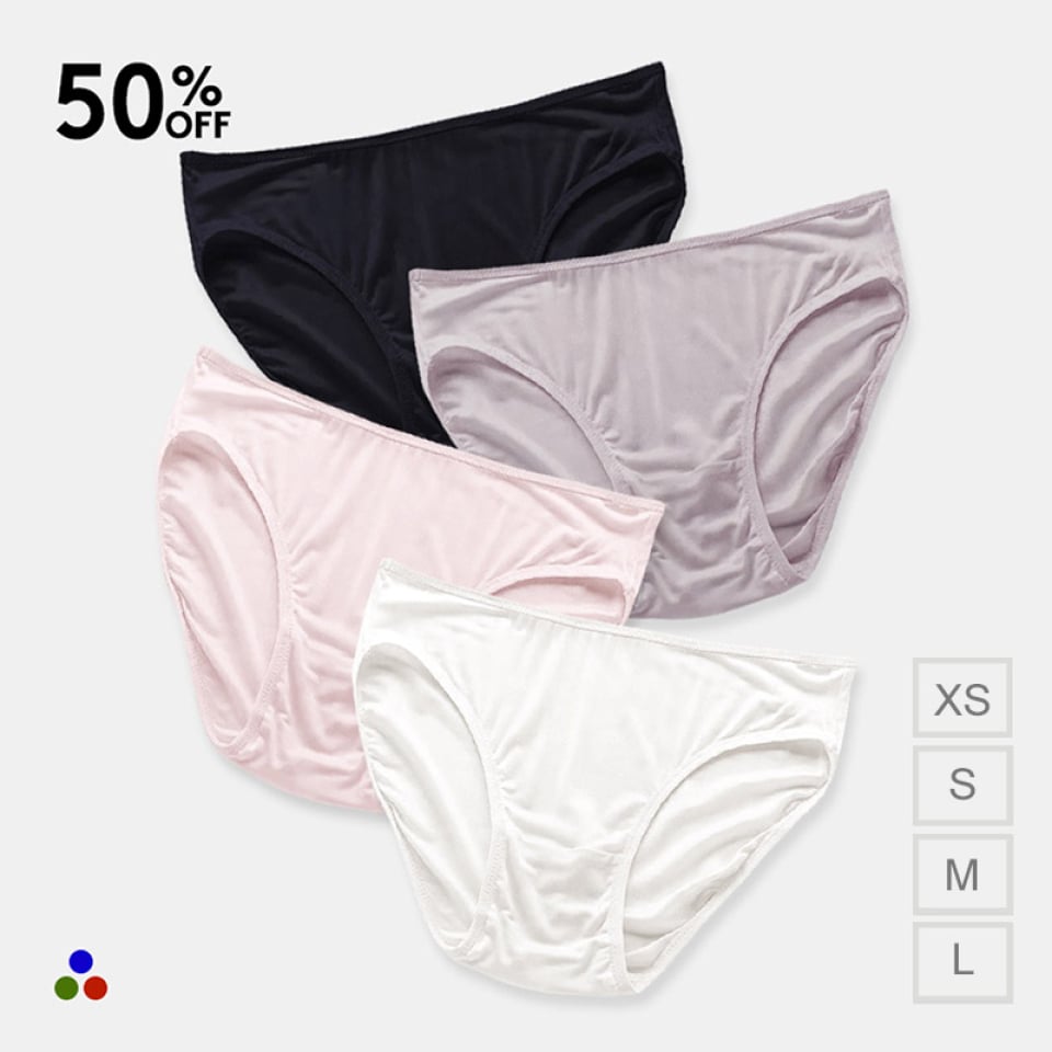 4-Pack Pure Silk Panties_white/light pink/black/silver
