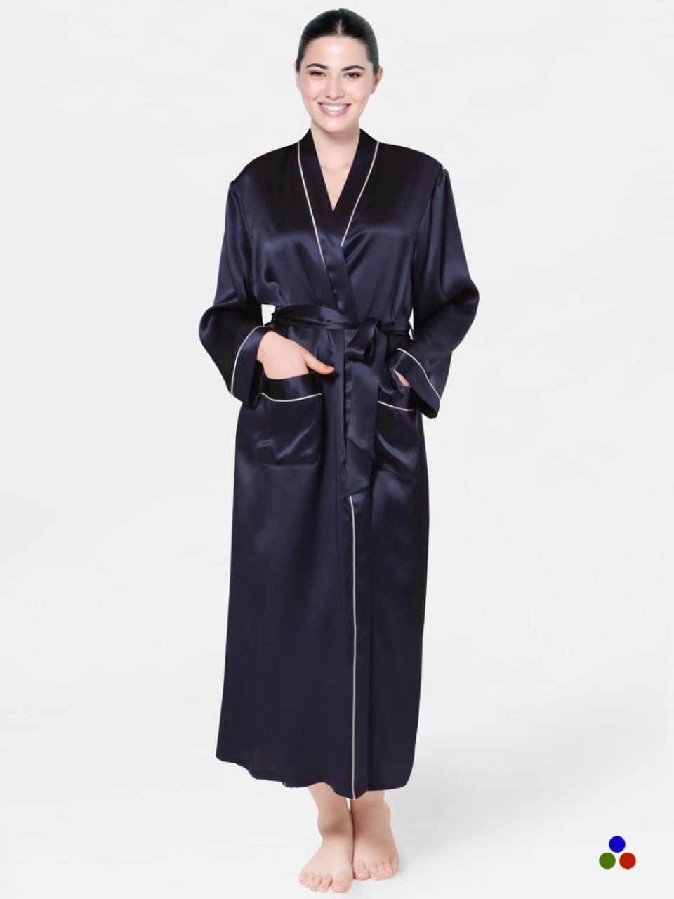 long silk robe_navy/white