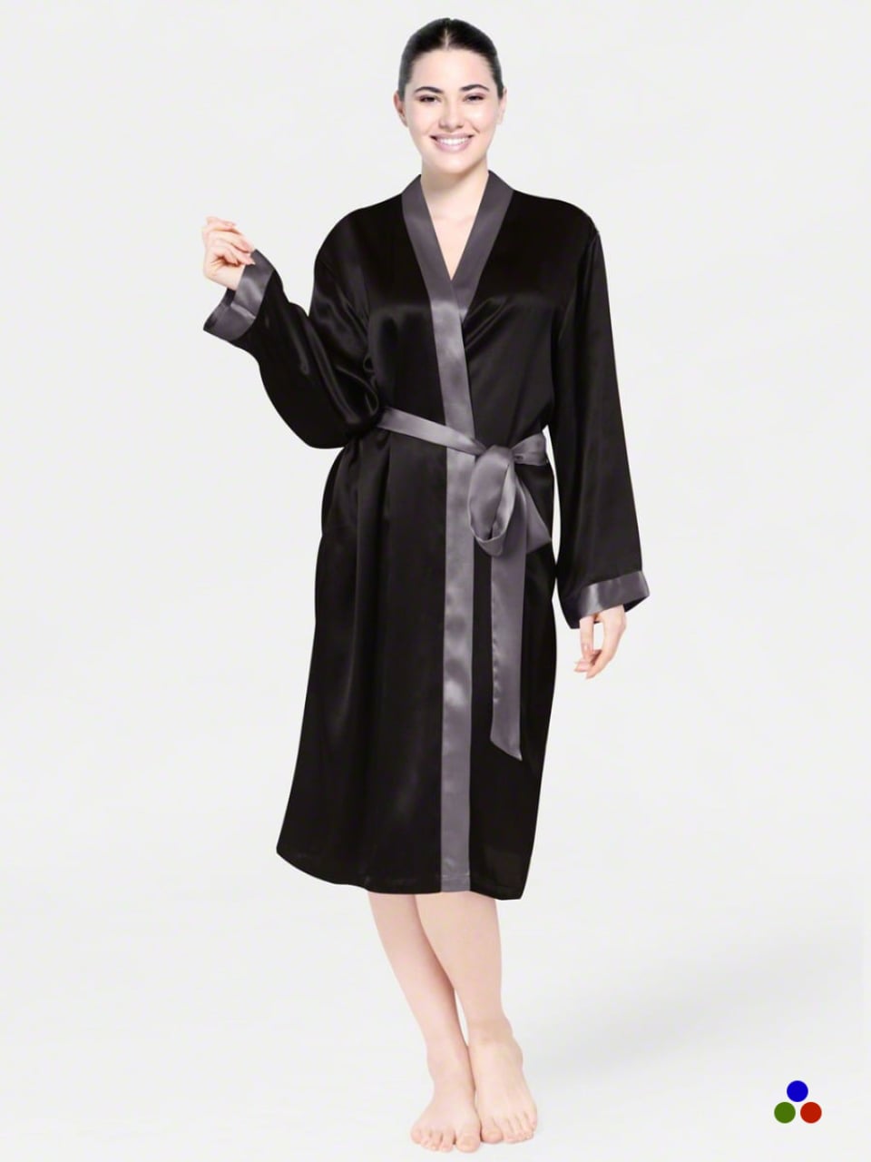silk robe for women_black/slate gray