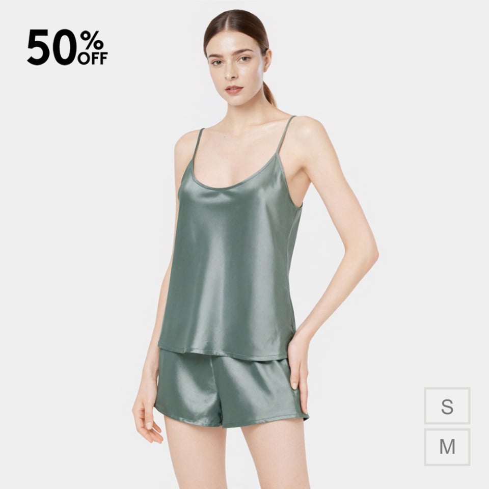 camisole-pyjama-set aus maulbeerseide_eucalyptus green