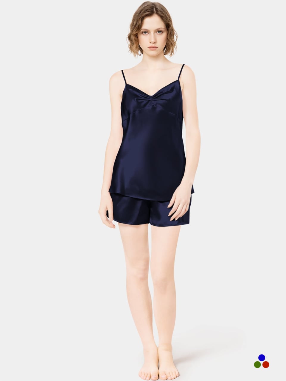 silk short pajama_navy