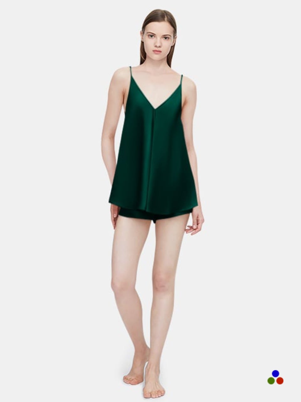 silk camisole pajama set_dark green